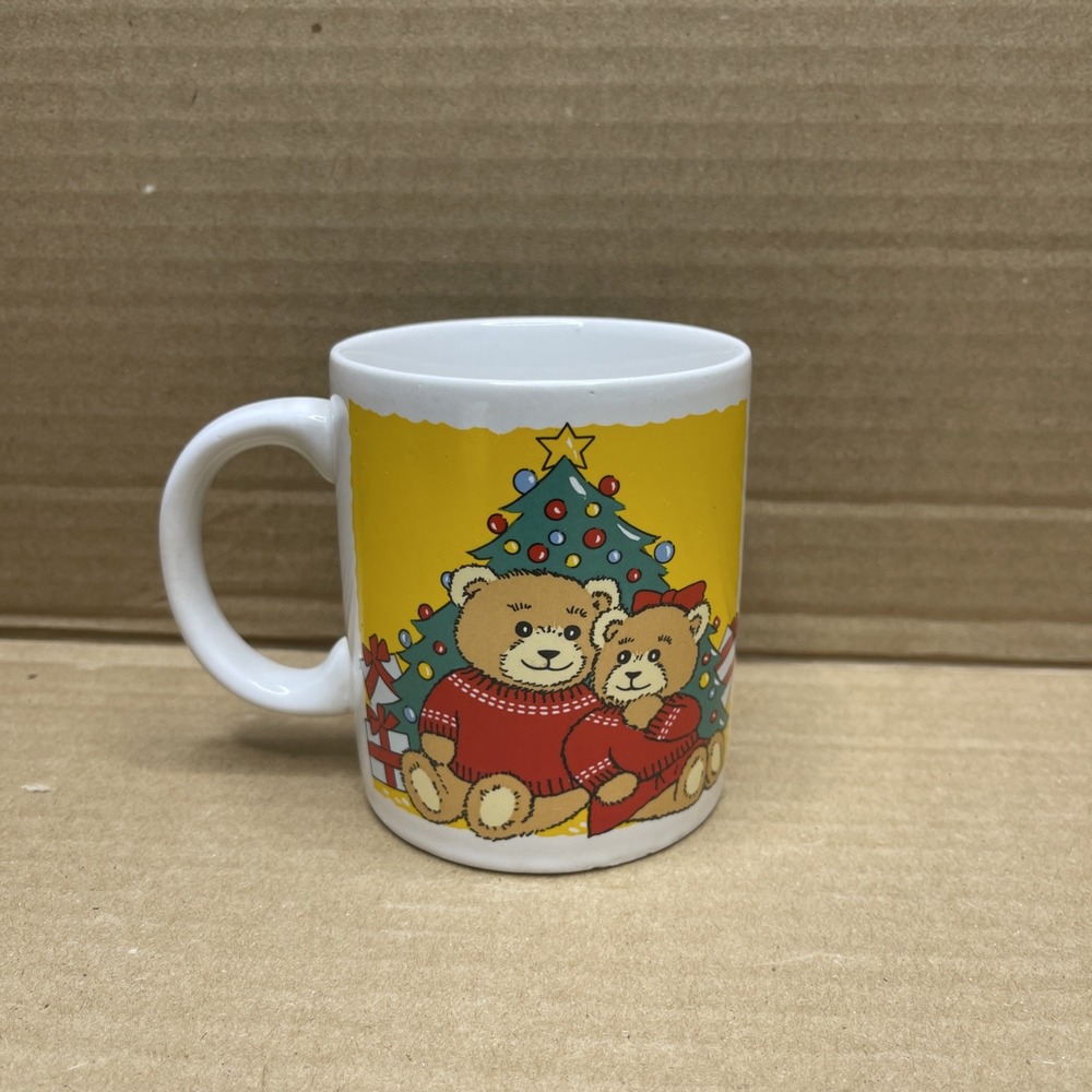 Vintage 1986 Houston Foods Christmas Teddy Bear Ice Skating Mug Korea